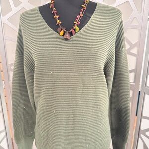 Tommy Bahama Forest Green Ribbed Knit Top Size S/P